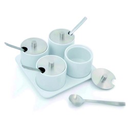 SALSERA JGO. 4 PORCEL/INOX...