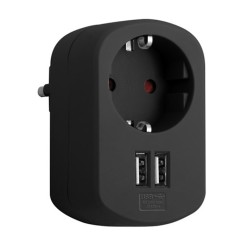 CLAVIJA COMBI 1T+2USB NEGR...