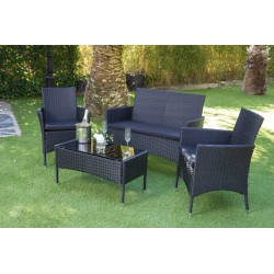 CONJUNTO RATTAN 4 PZS NEGRO...